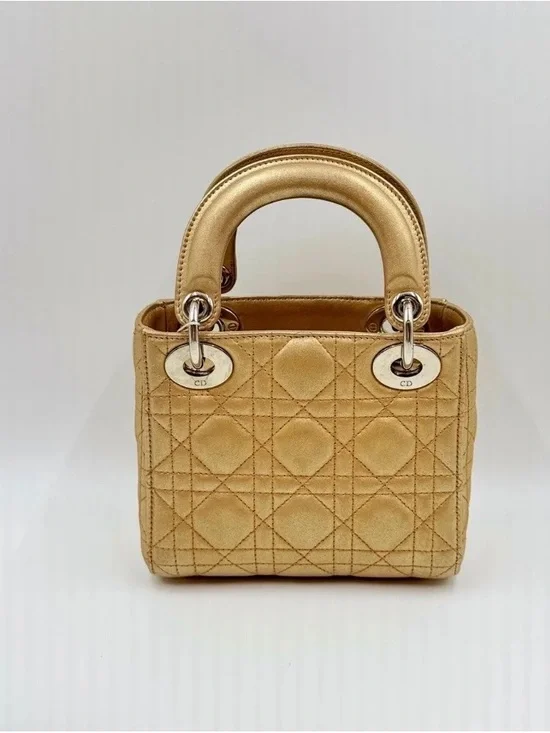Dior Mini Lady Dior Tote in Metallic Gold - Picture 2 of 8